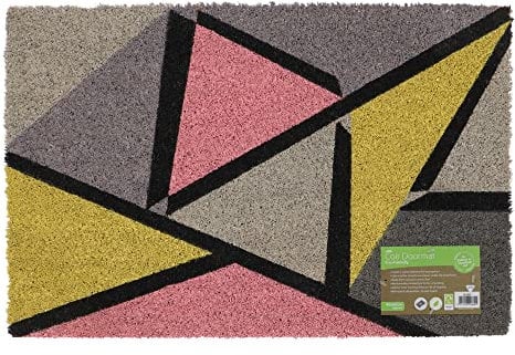 JVL Eco-Friendly Latex Backed Coir Door Mat, Abstract,
