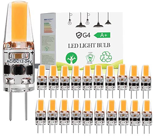 EIMOPE G4 LED Lampen, 3W G4 LED Leuchtmittel Birne ersetzt 30W Halogenlampen, 3000K Warmweiß 300LM 12V AC/DC G4 LED Leuchtmittel, Kein Flackern Dimmbar, 20er Pack