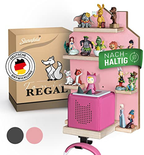 STERNFELD Toniebox Magnetic Shelf for Toniebox and Tonies Pre-Assembled Hearing Figures Toniebox 43 x 28 cm - Heavy Duty Tonies Shelf for Kids Bedroom - Toni Shelf with Corners