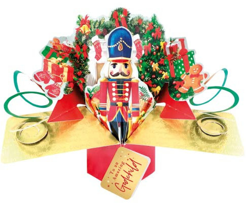 Godchild Christmas Card 3D Nutcracker Pop Up Christmas Card Xmas Greeting Cards POP068X55