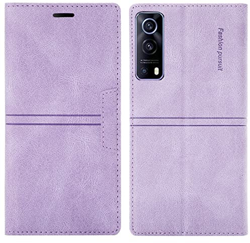 OKZone Cover per Vivo Y53s/Y72 5G/Vivo Y52 5G, Custodia Flip Pelle PU Premium Portafoglio Magnetica Libro con Slot Schede, Slim Silicone TPU Bumper Wallet Supporto Case Antiurto Cover (Viola)