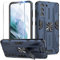 Btstring Hülle kompatibel mit Samsung Galaxy S21 5G mit Schutzfolie, Militär Standard Cover Case Standfunktion Handy Hüllen -Blau