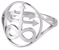 LIKGREAT Lucifer Sigil Ringe Satanic Cross Band Ring Sigil of Lucifer Seal of Satan Ringe Demon Devil Gothic Ring Edelstahlschmuck Geschenke für Männer Frauen