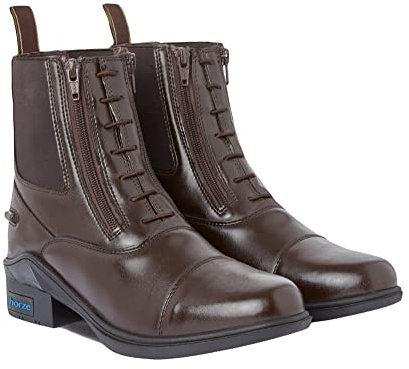 HORZE Stivaletti da equitazione da donna Kingston, Jodphur con doppia chiusura lampo, marrone, 39 EU