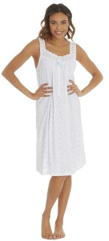 GM Apparel Ladies Jersey 100% Cotton Floral Nightie Women’s Nightdress Nightwear (BLUE, 22-24)