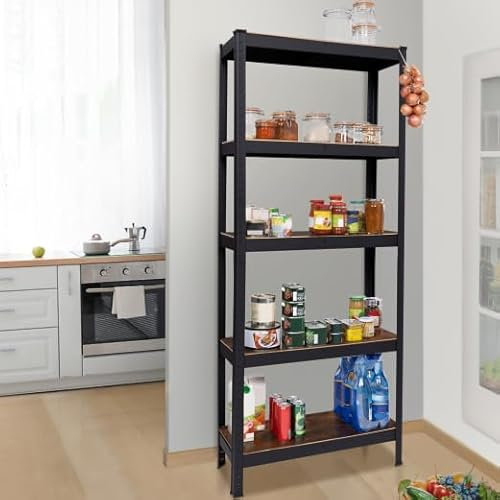 IDMarket - Modulares Regal, schwere Lasten, 5 Ablagen, Holzoptik, Antik-Optik