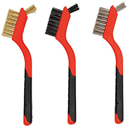 Multifunction Wire Brush Scrapers, 3Pcs Stainless Steel and Nylon Bristles Cleaning Brush for Rust Removal, Grout Cleaning & BBQ Grill Cleaning