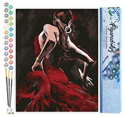 Figured'Art Peinture par Numéro Adulte Danseuse de Flamenco - Activité Manuelle Kit de Loisir Créatif DIY Numéro d'Art Complet - 40x50cm sans châssis en bois