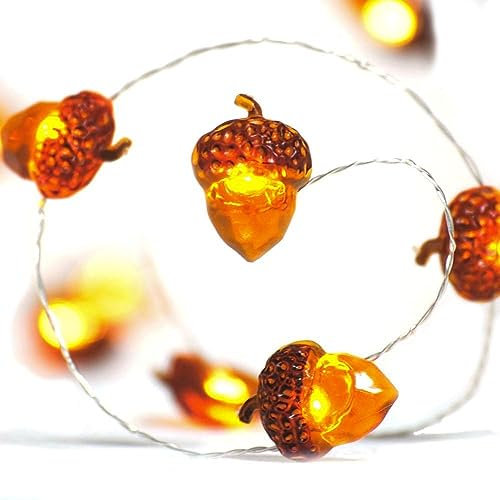 Eicheln lichterkette herbst,2M 20 LED Lichterkette,outdoorlichterkette batterie,Deko timerlichterkette herbst,Herbst Eichel Dekoratives Licht für Erntedankfest, Weihnachten, Hochzeit, Geburtstag Party