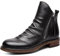 Stivali Medi da Uomo Stivaletti con Cerniera Laterale Scarpe Eleganti Formali con Tacco in Pelle Scarpe Classiche,Nero,45 EU