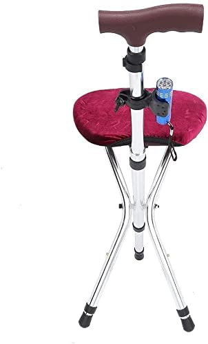 Canes Angel-Gehstock, Verstellbarer Freizeit-Bergsteiger-Krückenhocker aus Aluminiumlegierung, Gehstock mit Cortex-Kissensitz, Gehstock-Stuhl