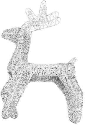 Folpus Beleuchtete Weihnachts-Rentier-Weihnachtshirsch-Statue, künstliche große, Funkelnde Hirsch-Dekoration für den Innen- und Außenbereich, den Vorgarten, Silberfarbenes Licht