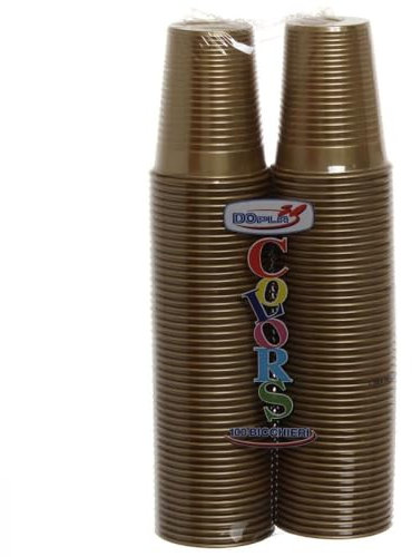 TEKHOME 100pz BICCHIERI COLORS DOPLA da bibita ideali per compleanni, feste, party, aperitivi e tutte le occasioni speciali in cui si vuole dare un tocco di colore ed allegria (ORO)