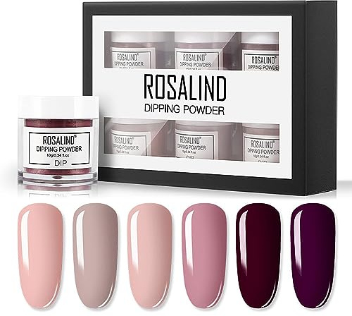 RoseFlower Dipping Powder Nails Kit, 6 Farben Nude Dip Nails Powder Starter Kit – 3 Wochen lang Strahlend Glänzend