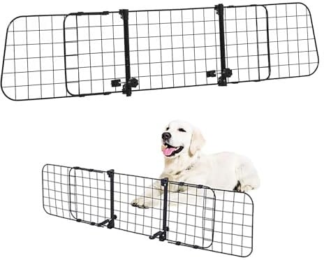 Universal Car Dog Guard for Car Boot, Heavy-Duty Metal Mesh Car Dog Boot Guard, Pets Cat Dog Barrier Adjustable Car boot dog guard car for Cars SUVs Boots No Tools Easy Installation Fits Most Vehicles