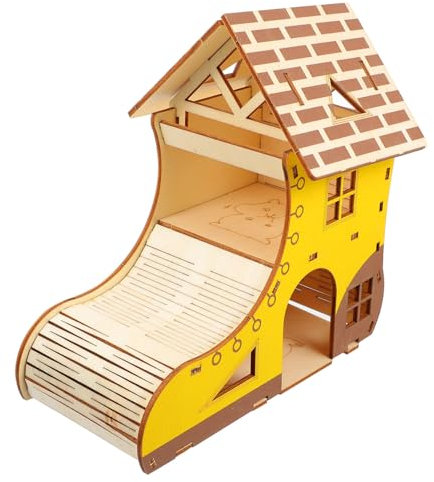 Beavorty Holz Hamsterhaus als Spielplattform und Tierhütte Hamsterspielzeug für Kleintiere Natürliches Versteck zum Schlafen und Klettern
