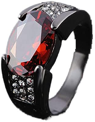 TIANHEY Hip-Hop 14K Schwarz Gold Rubin Obsidian Ring Party Hochzeit Saphir Rein Für Frauen Männer Unisex Rock Obsidian Schmuck Ring