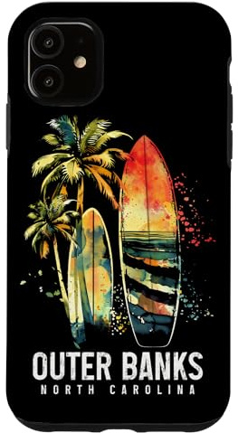 Outer Banks North Carolina Surf Vintage Surfing Surfer Case for iPhone 11