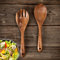 2 Pcs Salad Servers, Reusable Salad Spoon and Fork Set, Wooden Forks and Spoons with Long Handle for Salad Rice Soup in Family Kitchen Restaurant, Kitchen Utensil