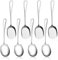 Akamino 8PCS Serving Spoons Large,Round & Square Head Stainless Steel Buffet Serving Spoon,Long Handle Soup Spoons with Mirror Polish Finish,Tablespoons for Kitchen Restauran Dinner Party Family Meals
