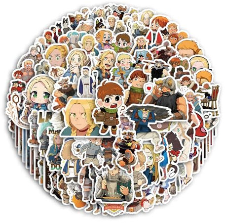 100 Delicious Dungeon Meshi Aufkleber wasserdichte Graffiti Stickers, Anime Dungeon Meshi DIY Gepäck Kühlschrank Laptop Skateboard Aufkleber Personalisierte Kombination Nicht Wiederholt, Mehrfarbig