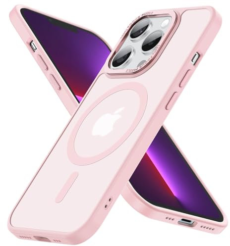 Cokwi Magnétique Coque pour iPhone 13 Pro (6,1 Pouces), Compatible with MagSafe Antichoc Ultime – Magnétisme Puissant et Protection Militaire -Etui Translucide Mat - Rose