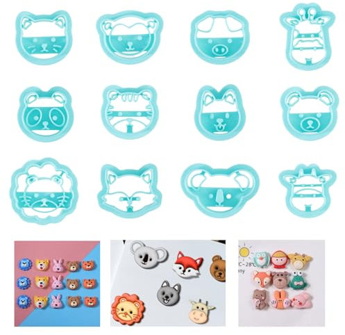 ORIGACH 12 Stück Polymer Ton Ausstecher, Niedliches Tier Ton Schneider Zur Herstellung von Ohrringen Modelliermassen-Ausstecher Zur Schmuckherstellung