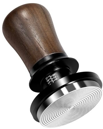 NOTSEK Tamper 58mm, 30lbs Druckregulierend Espresso Tamper, Self Levelling Walnussholz Kalibriert Feder Kaffee Tamper mit Edelstahl Base für 58mm Siebträger