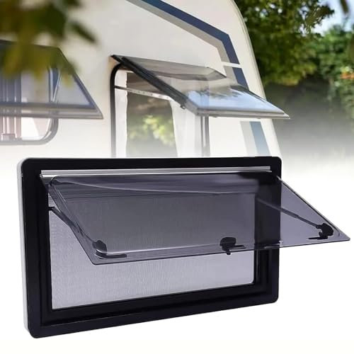 Finestra di ricambio per camper con apertura a pressione, con parasole per roulotte e camper, con angolo di apertura a 70°, 350 mm x 280 mm