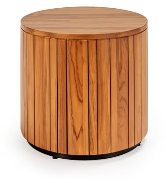 MESA AUXILIAR 50X50X50 MADERA TECA ARENA MATE