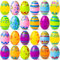 JOYIN 18PCS 3,15 Oeufs de Pâques imprimés, Oeufs en Plastique colorés vides et remplissables en Vrac pour la Chasse de Pâques, Remplissage de paniers, Fournitures de Prix en Classe