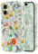 Micoden Cute Curly Wave Case for iPhone 16,Clear with Anti-Yellowing Flower Floral,Soft TPU Slim Bumper Shockproof Anti-Scratch Protective Wavy Cover for Girls Women-Orange