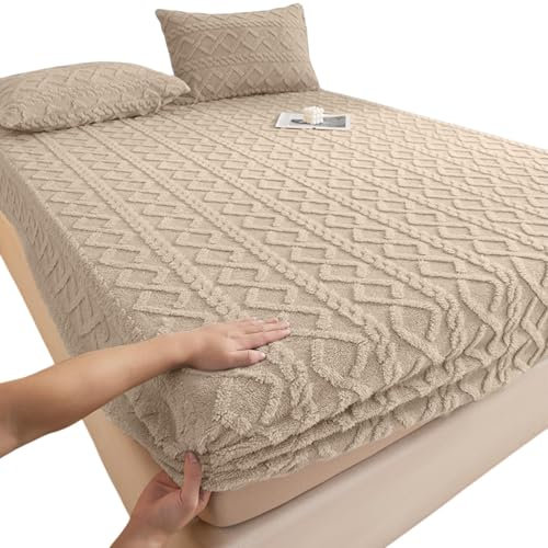 Tyinerc Plüsch-Bettdecken, elastische Bettlaken | Winterschutz aus elastischem Plüsch schrumpffest – Betttuch aus Samt, farbecht, Tagesdecke
