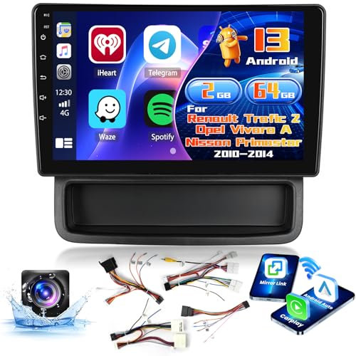 Inefala Radio para Renault Trafic 2 Opel Vivaro A Nissan Primastar 2010-2014 Android 15 2+64G con Wireless Carplay y Android Auto, 10,1'' Pantalla Táctil Estéreo Radio con Bluetooth 26UI EQ GPS FM/RDS