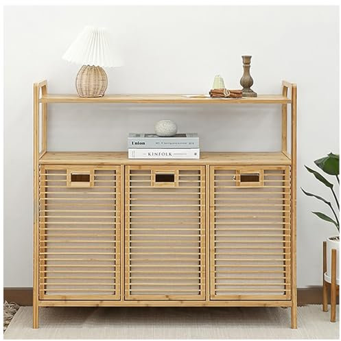Tilt Out Laundry Hamper Cabinet with 2/3-Compartment Linen Bags - Dirty Clothes Bin Laundry Sorter for Bathroom, Bedroom, Living Room