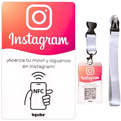 Tarjeta Instagram NFC y QR de PVC - Incrementa Seguidores y Gana Likes - Compatible con Android & iPhone - Configuración Fácil con Web App - Resistente y Sin Suscripciones - Crecer Redes Sociales