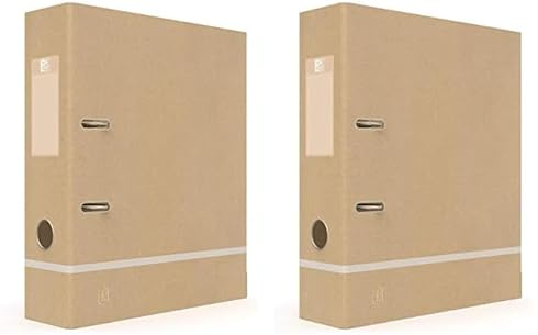 Oxford Ordner mit Hebelmechanik, A4, Rücken 80 mm, 2 Ringe, Umschlag aus Kraftpapier, Farbe Beige und Weiß gefrostet (Packung mit 2)