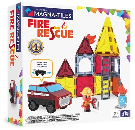 Magna-Tiles Fire Rescue 27-Piece Magnetic Construction Set, The Original Magnetic Building Brand