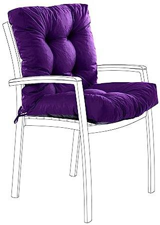 Gardenista Outdoor Sitzpolster mit Rückenlehne Stuhlkissen 100x50x7 cm Sitzkissen mit Rückenkissen Polsterauflagen Auflage für Stühle Sessel Indoor Outdoor Gartenstuhlauflage (1, Lila)