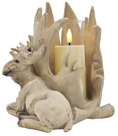 NUOYI PIEIN Weinflaschenhalter Elch Hirsch Tisch-Weinregal rustikale braune Skulptur – Uni, für Zuhause, Küche, Weinkeller, dekorativer Aufbewahrungs-Organizer (17 x 17 x 20 cm)