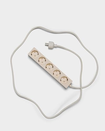Pedestal Power Bar Pearl Steckdosenleiste 2m, magnetisch, 5-Fach – Beige | Praktische Mehrfachsteckdose in stilvollem Design, mit Magnetboden für den TV-Ständer und andere magentische Oberflächen.