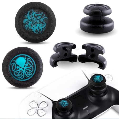 SoAegis Juego de 4 empuñaduras de silicona para mando de PS5/PS4, 2 almohadillas elevadas + 2 tapas de joystick (turquesa)