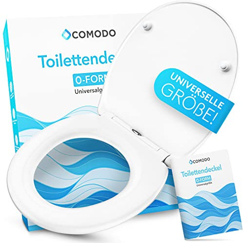 Comodo Toilettendeckel mit Absenkautomatik & Quick Release - Antibakterieller Klodeckel in O Form - WC Sitz aus Duroplast - Klobrille 45x37cm