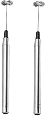 Mikinona Batidora de Leche Eléctrica 2 Piezas Mini Batidora de Mano Inoxidable Espumador para Café y Bebidas Ligera y Portátil para Cocinas