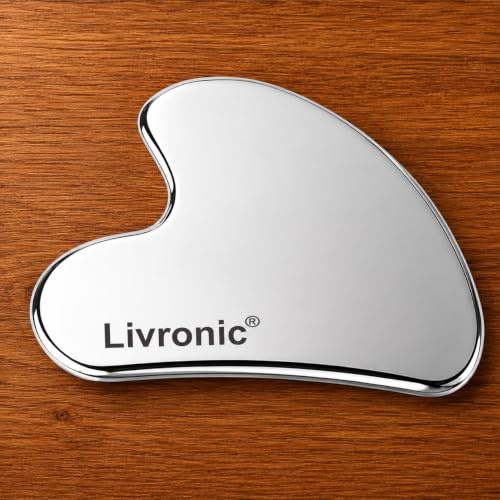 Livronic Strumento Gua Sha Premium SS per viso, 100% acciaio inossidabile 304, Gua Sha, strumenti per il viso in metallo, per stringere gli strumenti per la cura della pelle, strumento di bellezza per