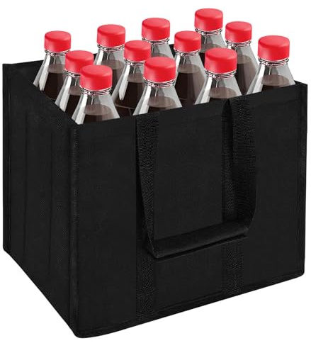 ipow Oxford Fabric Wine Bottle Carrier Bag - Reusable 12 Bottle Holder with Sturdy Handles for Wine, Beer, Champagne Storage