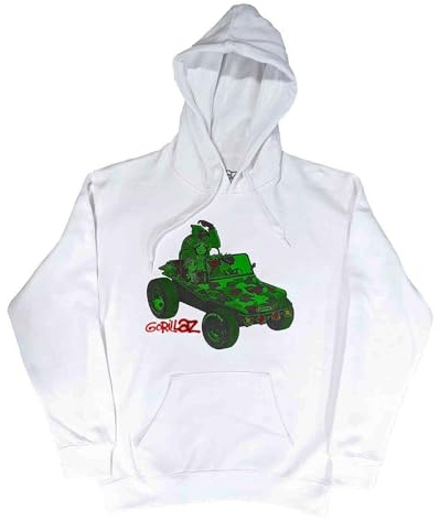 Gorillaz Unisex Adult Jeep Hoodie (S) (White)