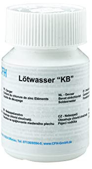 CFH Lötwasser Kupferblech LWK 368 - Flussmittel zum Weichlöten von Kupferdächern, Dachrinnen & Fallrohren, Flussmitteltyp 3114 nach EN ISO 9454-1, 100 g Schraubdeckeldose, Made in Germany