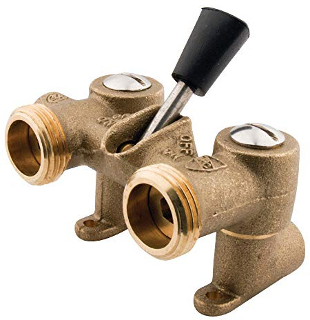 Kingston Brass 1/2' Sweat Inlet x 3/4' Hose Thread, Dual Outlet Washing Machine Shut off Valve, Brass