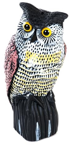 Eule Gartenfigur 36 cm Vogelscheuche Kunststoff Gartendeko Wetterfest Deko | BURI Uhu Vogelabwehr mit realistischer Optik für Balkon, Terrasse, Beet und dekorativen Schutz vor Wildvögeln im Garten